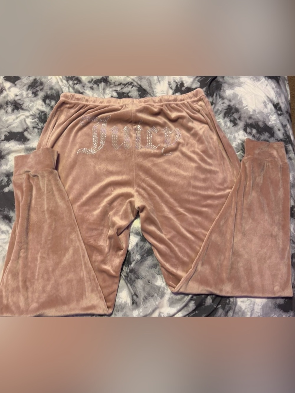 Juicy Couture Girls' Dusty Pink Velour Shirt n Jogger Pants with Rhinestone Logo
